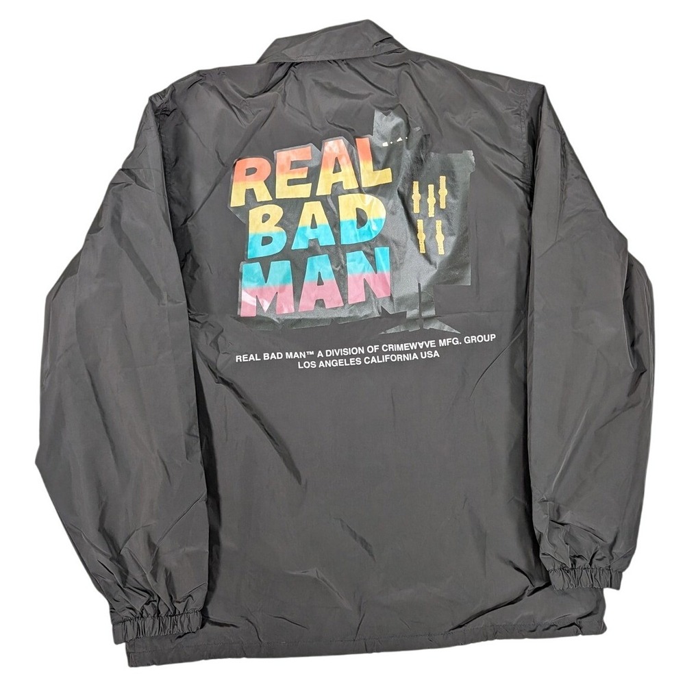 Real Bad Man Jacket Mens Large Coach Windbreaker Streetwear Multicolor